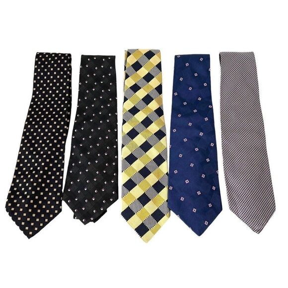 Lot Of 5 Designer Silk Ties Men’s Geometric Ralph Lauren Faconnable Missoni More - Picture 1 of 12